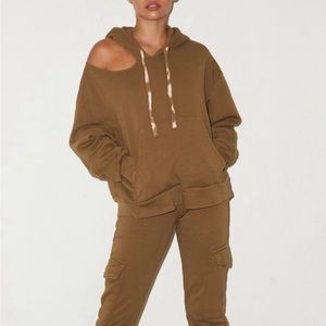 LNA cut out shoulder hoodie